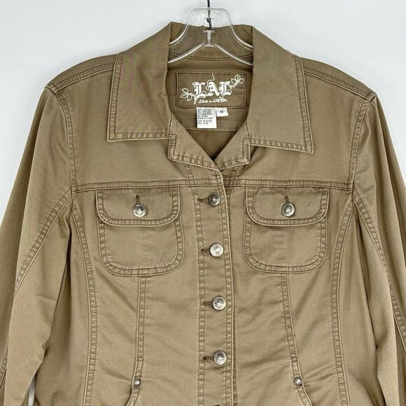 Live a Little LAL Denim Jean Jacket, Women Size M Brown Button Cotton - Picture 4 of 16